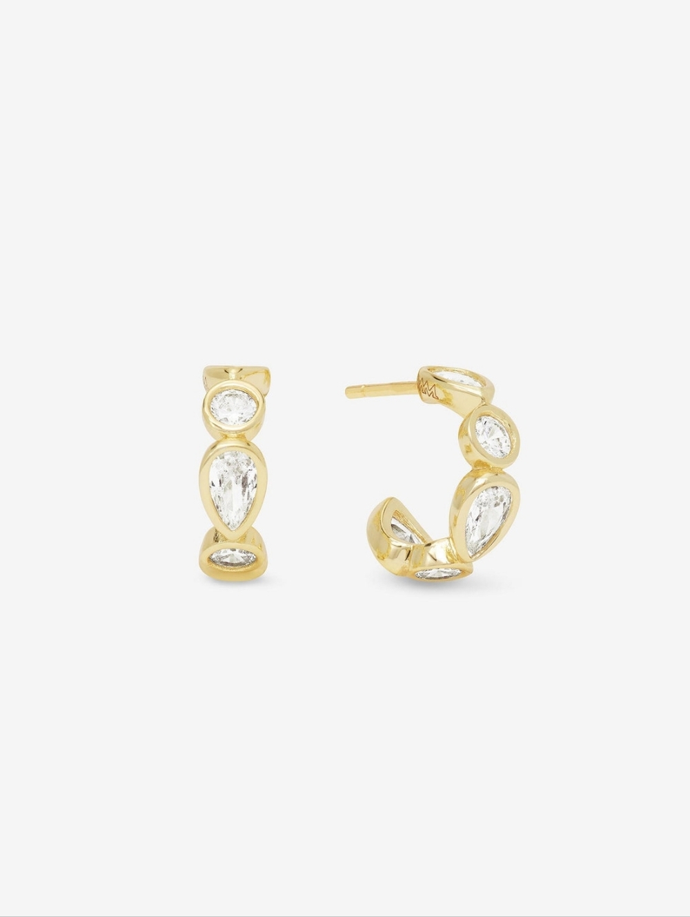 Melinda Maria Isla Huggie Hoops White Diamondette Gold Earrings NEW - FIRM✨️